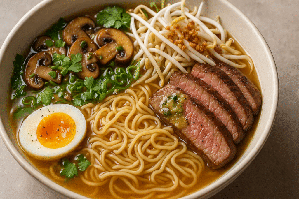 ramen pruunistatud või ja veiselihaga