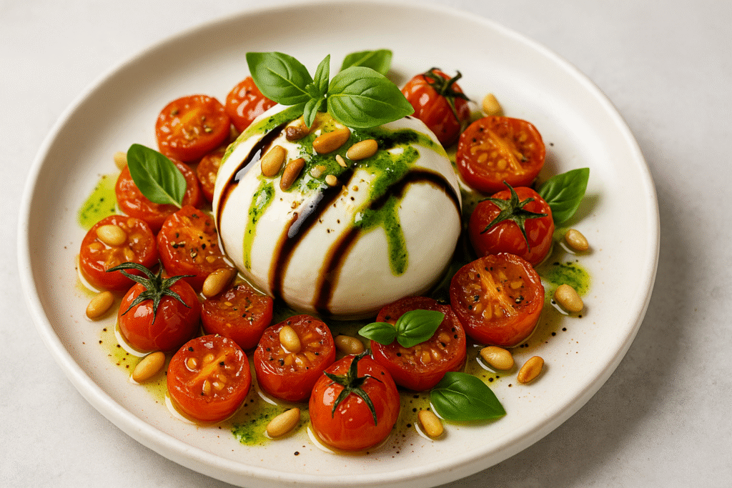 burrata röstitud tomatitega burrata röstitud tomatitega